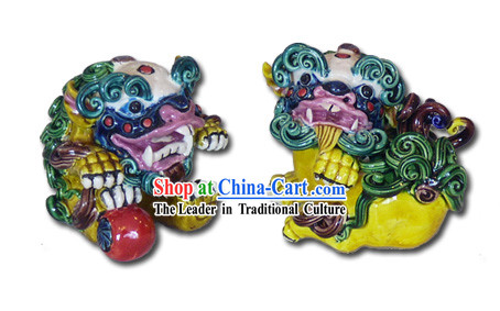 Chinese Cochin Ceramics-Palace Fu Dogs Pair