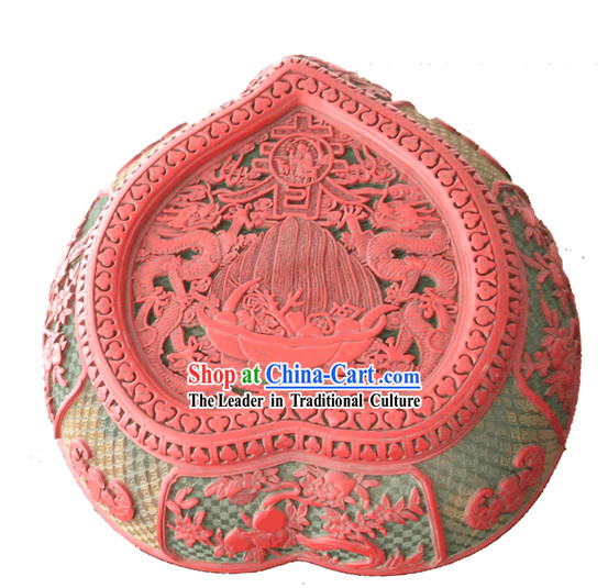 Chinese Hand Carved Palace Lacquer Craft-Longevity Peach
