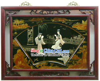 Chinese Palace Hanging Lacquer Ware Mirror Series-Chatting Beauties