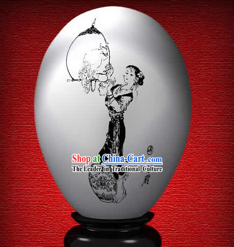 Chinese Wonder Hand Painted Colorful Egg-Xue Yan of The Dream of Red Chamber