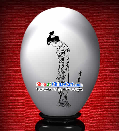 Chinese Wonder Hand Painted Colorful Egg-Hui Xiang of The Dream of Red Chamber
