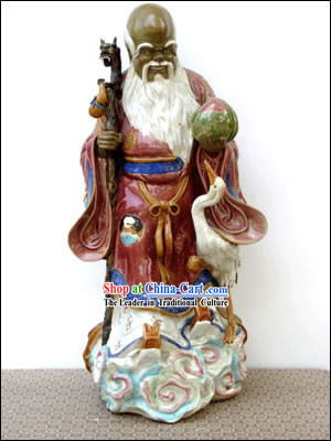 Hand Made Shi Wan Ceramics Statue-Bless Healthy