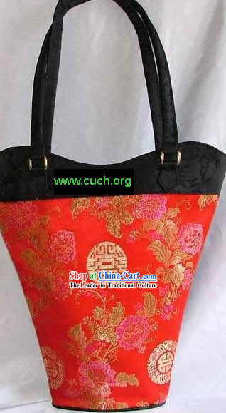Chinese Red Silk Long Satchel
