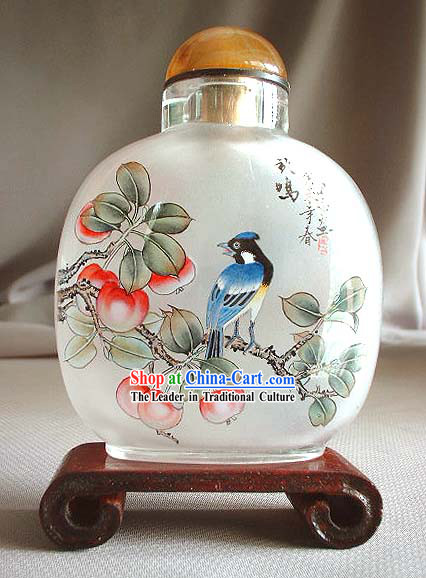 Snuff Bottles With Inside Painting Birds Series-Blue Bird