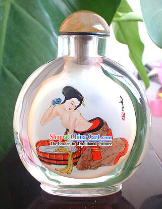 Snuff Bottles With Inside Painting Characters Series-Chinese Ancient Bathing Beauty