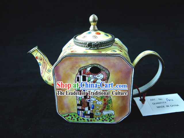 Chinese Hand Painted Enamel Colorful Kettle-Kiss