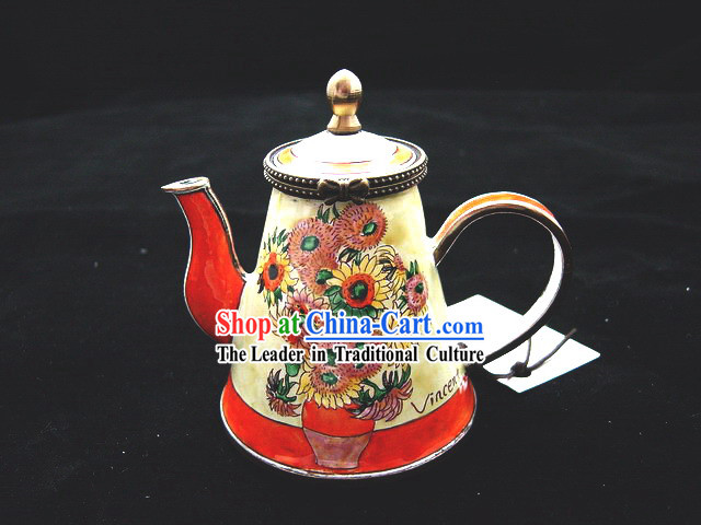 Chinese Classic Hand Painted Enamel Kettle-Sunflower
