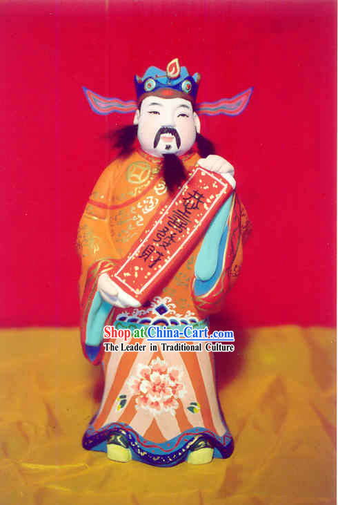 China Painted Sculpture Art of Clay Figurine Zhang-Mammon