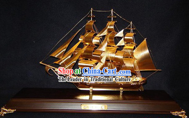 24K Gild Ancient Sailing Boat Business Affairs Gift
