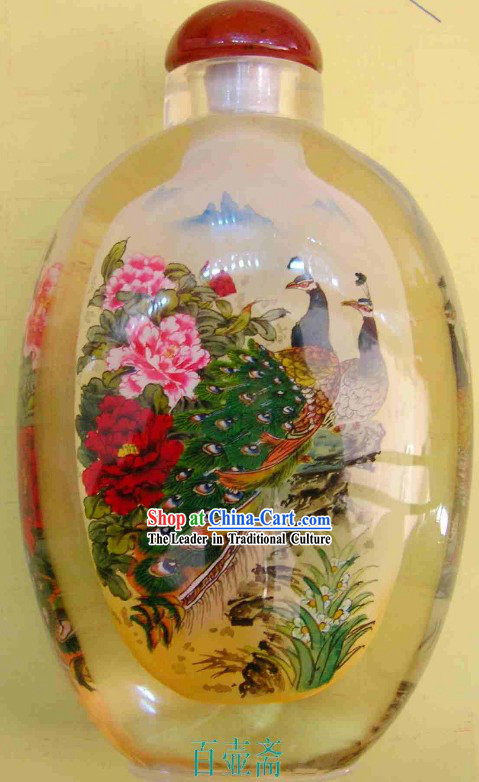 Chinese Classical Snuff Bottle With Inside Painting-Peacock Princess