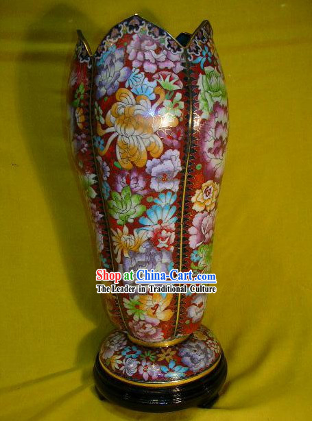 Chinese Stunning Flowery Design Cloisonne Vase