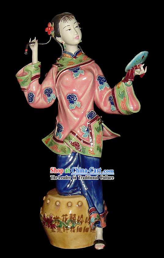 Chinese Stunning Porcelain Collectibles-Ancient Woman Be Enraptured