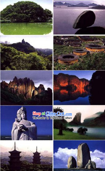 China Classic Fujian Scene Postcards Set _10 Pieces_