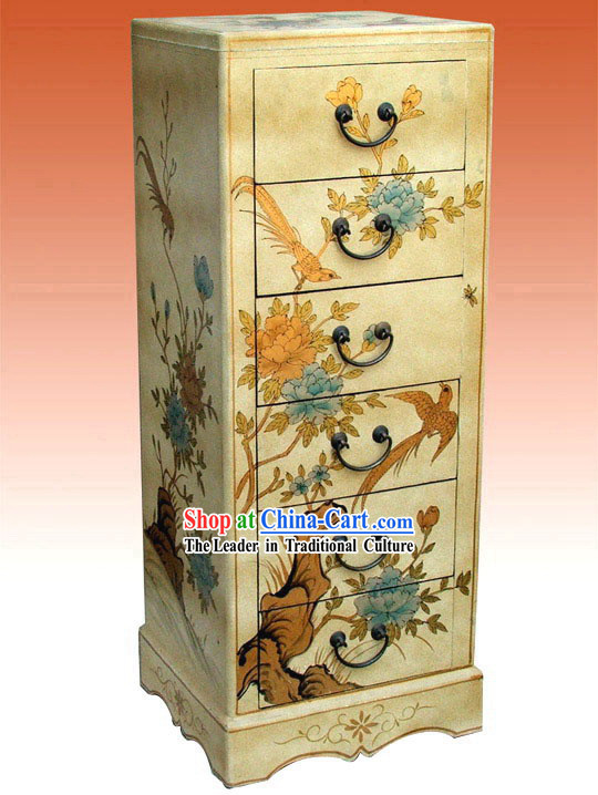 Chinese Hand Made Grey Wood Document Cabinet