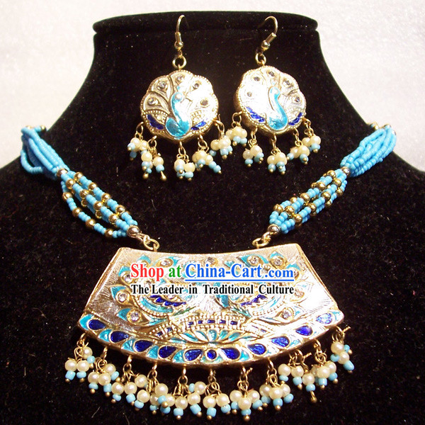Indian Fashion Jewelry Suit-Light Blue Peacock Princess
