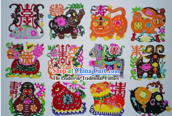Chinese Paper Cuts Classics-The Animals of Chinese Birth Year_12 pieces set_1