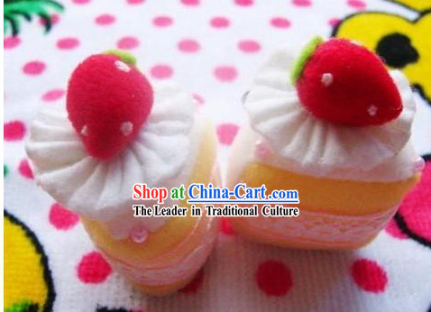Cute Hand Made Velvet Pendant Strawberry Cake