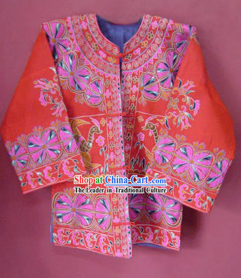 Chinese Stunning Miao Minority Silk Thread Hand Embroidery Dress