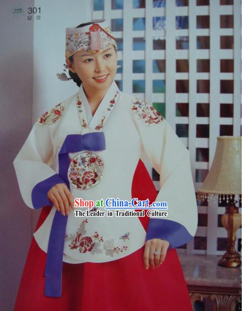 Gorgeous Embroidered Flower Korean Hanbok Complete Set for Women