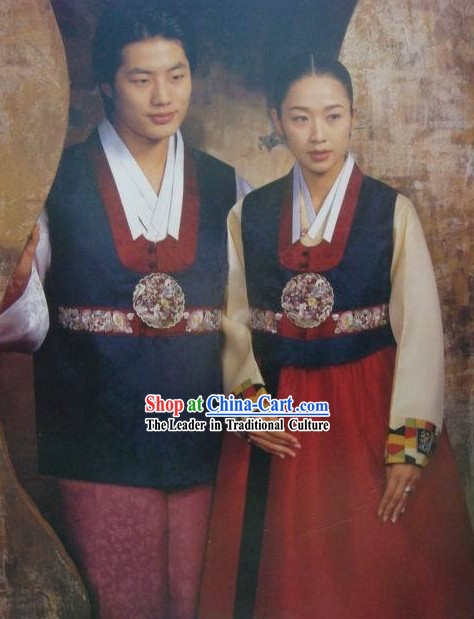 Korean 100_ Handmade Korean Hanbok for Couple-Blue Lovers