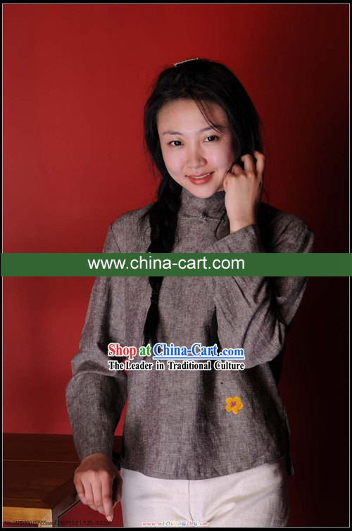 Chinese Classical Cotton Painted Flower Blouse