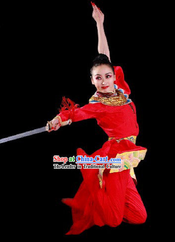 Chinese Classic Lucky Red Women Hero Costumes