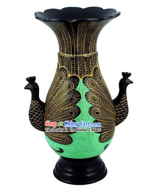 Chinese Traditional Longshan Black Pottery - Peacock