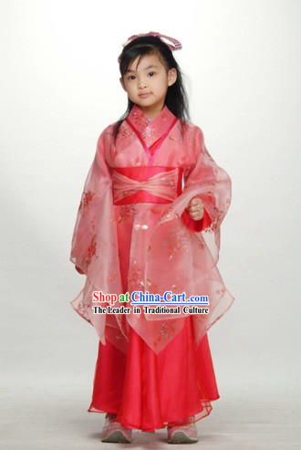 Chinese Happy New Year Celebration Ancient Lucky Red Costumes for Children