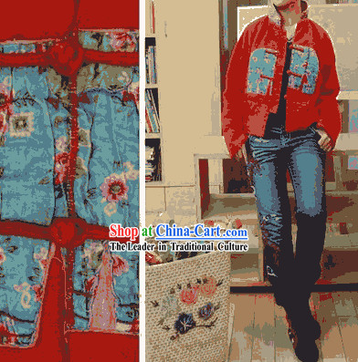 Chinese Traditional Handmade Lucky Red Warm Cotton Jacket