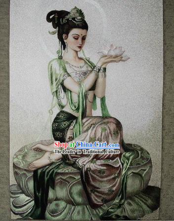 Supreme Chinese All Hand Embroidery Handicraft - Lotus Kwa-yin