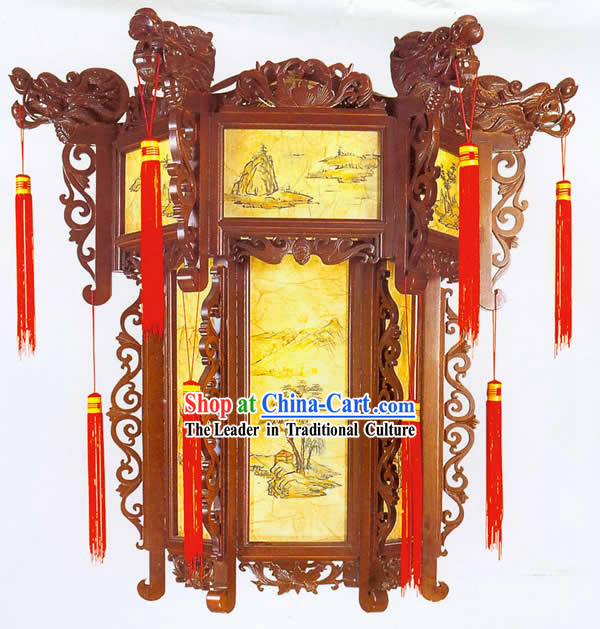 Chinese Handmade Dragon Wood Palace Lantern
