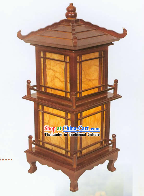 Chinese Hand Carved Two Layers Tower Shape Reading Lantern