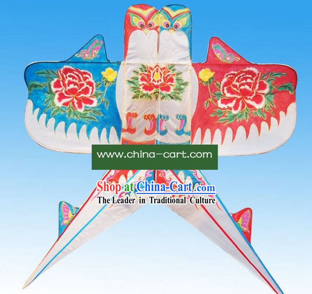 Chinese Classical Hand Painted and Made Kite - Fly Win to Win Double Swallows