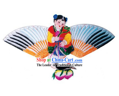 Chinese Classical Hand Painted and Made Kite - Boy on Crane