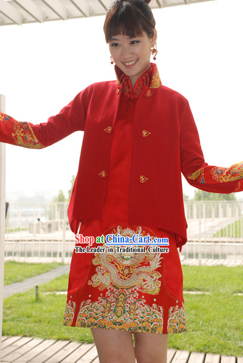 Traditional Handmade Mandarin Blouse with Embroidery Sleeve