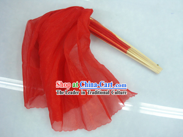 Chinese Traditional Red Silk Dance Fan