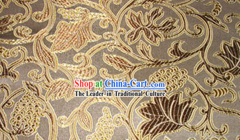Brown Silk Fabric with Floral Pattern