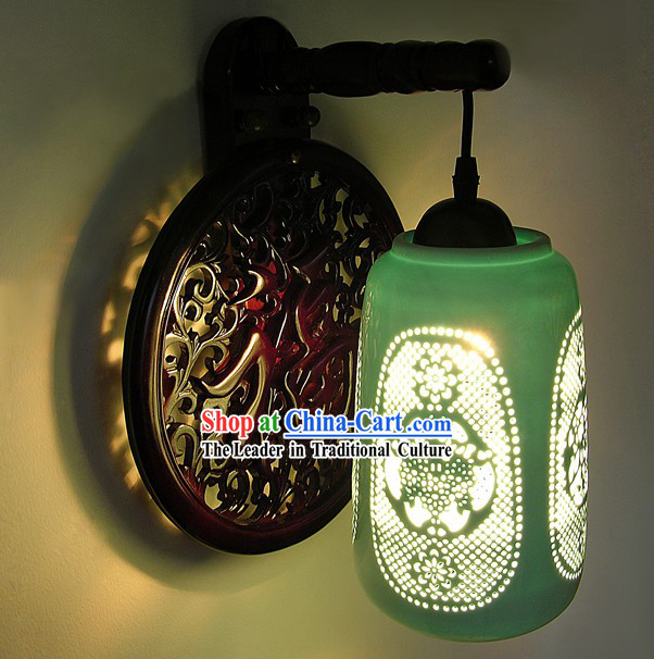 Chinese Mandarin Ceramic Wall Lantern