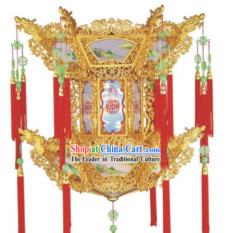 35 Inch Large Golden Dragon Chinese Palace Lantern