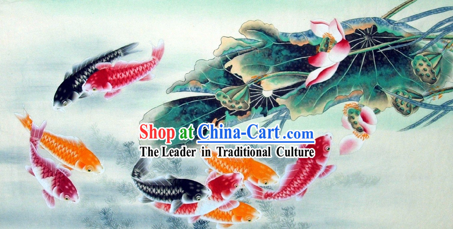 Traditional Chinese Carp Painting by Li Zhizhen