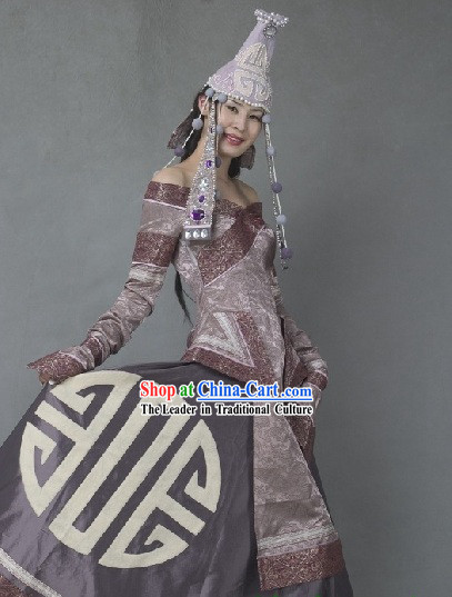 Chinese Traditional Mongolian Costume Complete Set