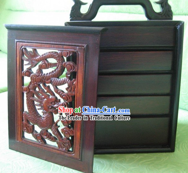 Chinese Classical Dragon Mahjong Wooden Box