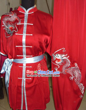 Chinese Embroidered Dragon Wushu Competition Suit