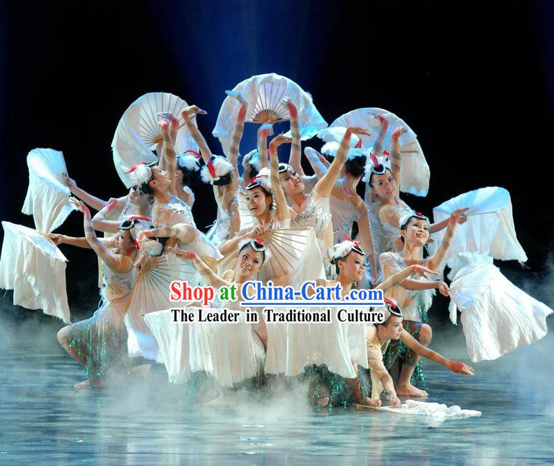 Chinese Pure White Silk Dance Fan