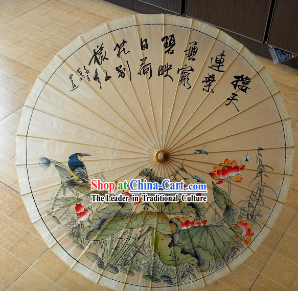 Chinese Traditional Bird Flower Painting Umbrella