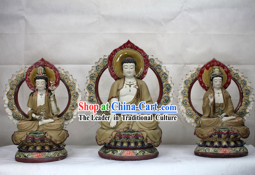 Three Buddha Ceramics Figurine Sets