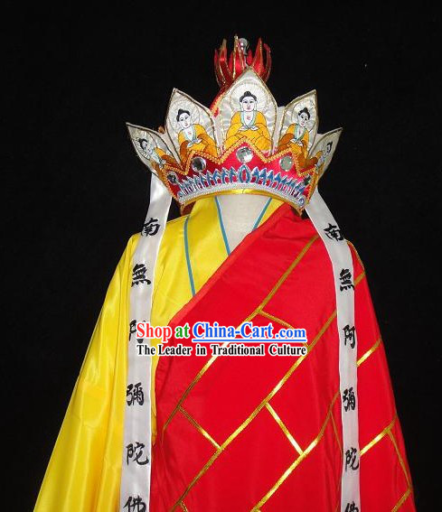 Chinese Traditional Monk Xuanzang _Tang Seng of Journey to the West_ Costumes and Hat Complete Set