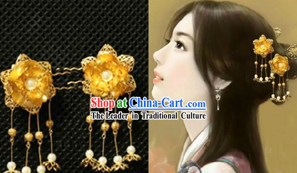 Classic Chinese Handmade Golden Flower Hairpin