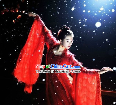 Ancient Chinese Beauty Lucky Red Palace Dance Costume