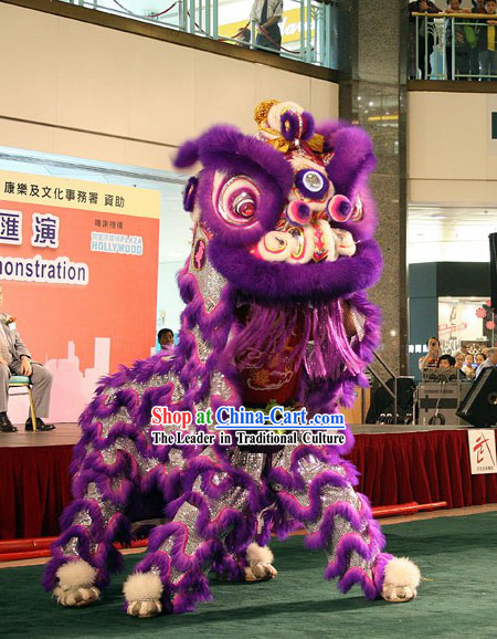 Luminous Competition and Parade Purple Sheep Fur Lion Dance Costume Complete Set